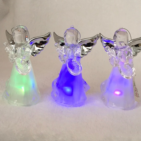 3 LED color changing acrylic Angel ornaments light up multicolor NWT - Picture 3 of 9